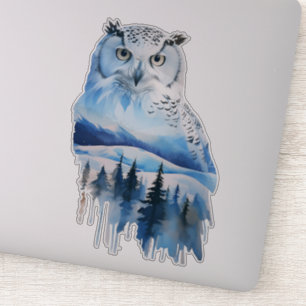 Waterverf Bevroren Tundra Sneeuwuil Sticker
