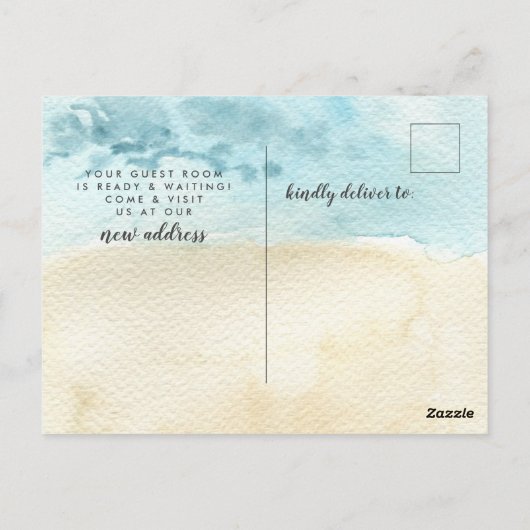 Waterverf Bewegende Beweging Bewegende Aankondigin Briefkaart (Achterkant)