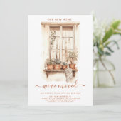 Waterverf Bewegende Vensterbank Potplanten Gezelli Aankondiging (Staand voorkant)