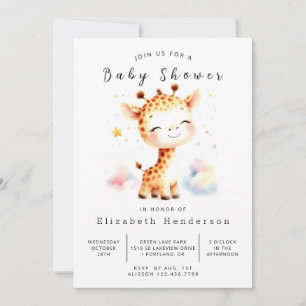 Waterverf Bewerkbaar Giraffe Baby shower Kaart