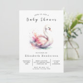 Waterverf bewerkbaar Swan-Baby shower Kaart (Staand voorkant)
