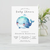 Waterverf bewerkbaar walvis Baby shower Kaart (Staand voorkant)