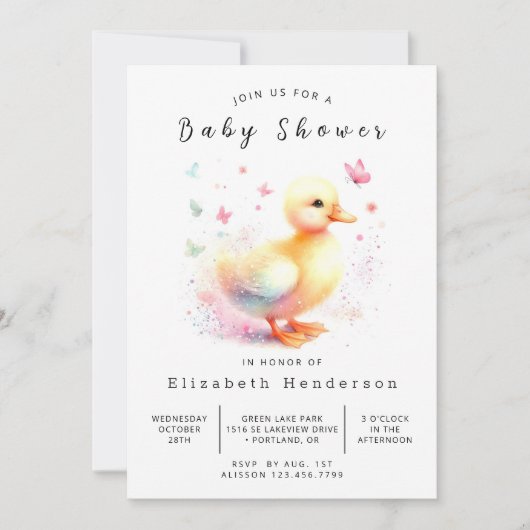 Waterverf bewerkbare eend Baby shower Kaart (Voorkant)