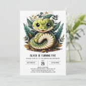 Waterverf bewerkbare Snake Kids Verjaardag Kaart (Staand voorkant)
