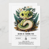 Waterverf bewerkbare Snake Kids Verjaardag Kaart (Voorkant / Achterkant)