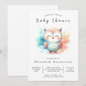 Waterverf bewerkbare uil Baby shower Kaart (Voorkant / Achterkant)