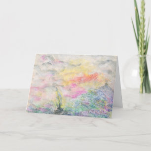 Waterverf bewolking en boot kaart