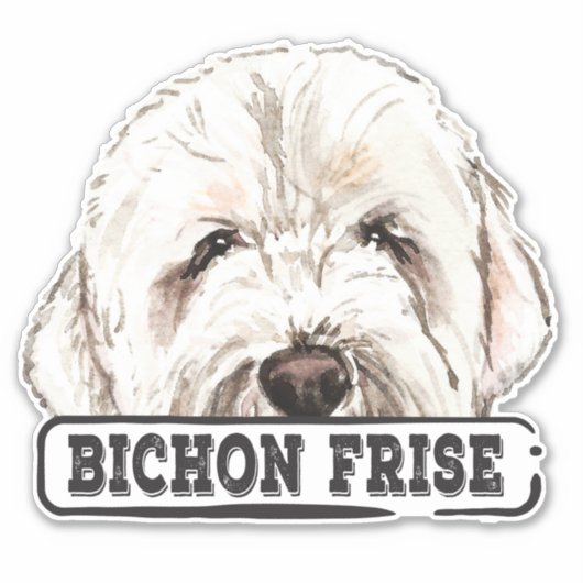 Waterverf Bichon Frise Sticker (Voorkant)