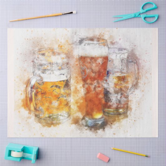 Waterverf bier 20x30-decoupage tissuepapier (Craft)