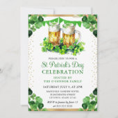 Waterverf Bier Pinten St. Patrick's Dag Kaart (Voorkant)