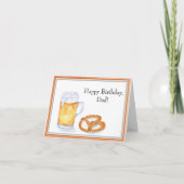 Waterverf Bier & Pretzel Verjaardag Vader Kaart (Voorkant)