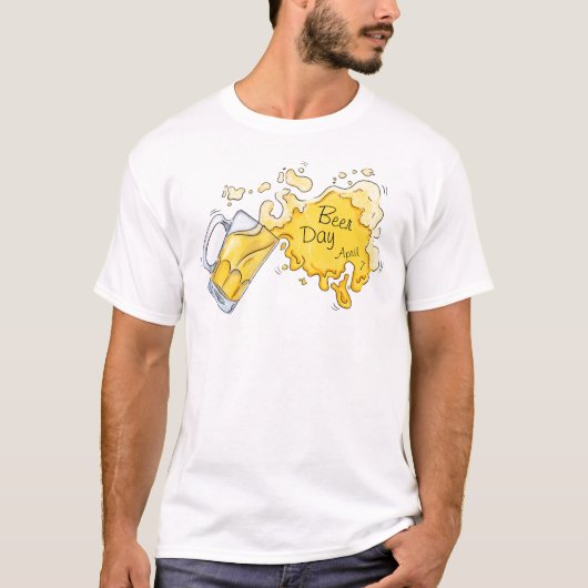 Waterverf Bier spattend voor Bierdag T-shirt (Voorkant)