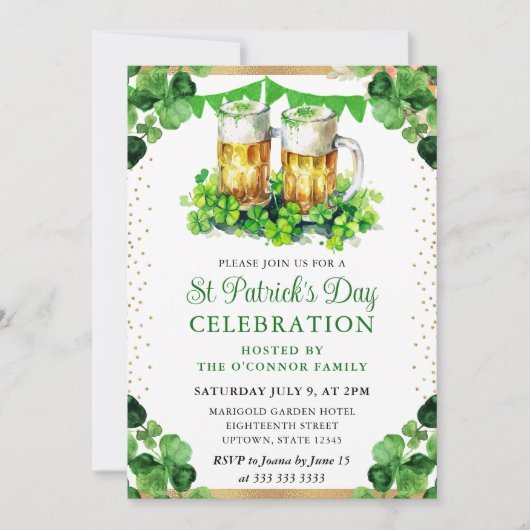 Waterverf bierpinten St Patrick's Day Kaart (Voorkant)