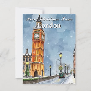 Waterverf Big Ben Londen Kerst Feestdagen Briefkaart