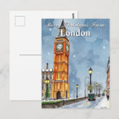 Waterverf Big Ben Londen Kerst Feestdagen Briefkaart (Voorkant / Achterkant)