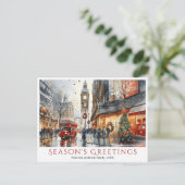 Waterverf Big Ben Londen Street Travel Christmas Feestdagenkaart (Staand voorkant)