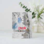 Waterverf Big Ben Londen Verenigd Koninkrijk Brief Briefkaart (Staand voorkant)