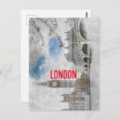 Waterverf Big Ben Londen Verenigd Koninkrijk Brief Briefkaart (Voorkant / Achterkant)