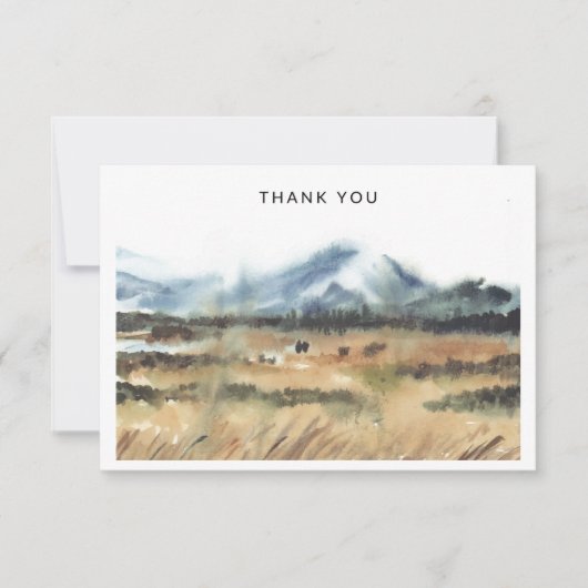 Waterverf Big Sky land sympathie dank u Notitiekaartje (Voorkant)