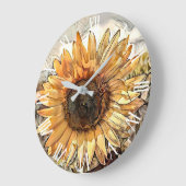 Waterverf Big Sunflower Elegant Collectie Grote Klok (Hoek)