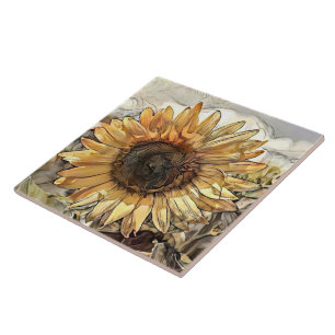 Waterverf Big Sunflower Elegant Collectie Tegeltje