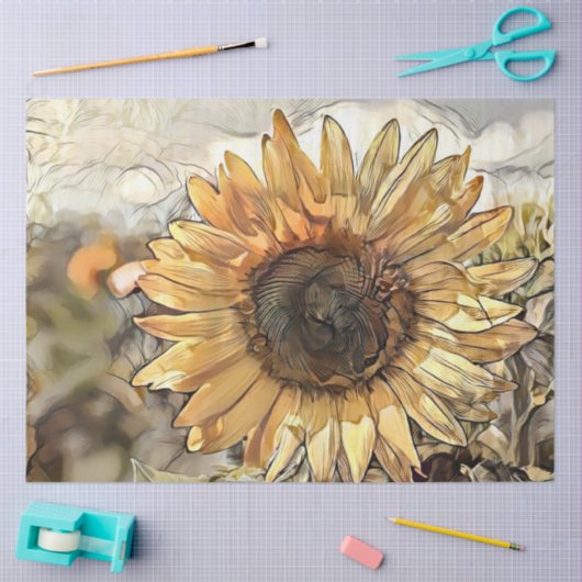 Waterverf Big Sunflower Elegant Collectie Tissuepapier (Craft)