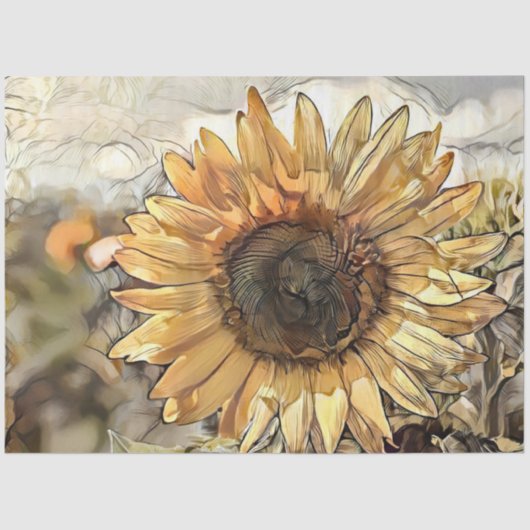 Waterverf Big Sunflower Elegant Collectie Tissuepapier (Voorkant)
