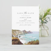 Waterverf Big Sur California Coast Save the Date Kaart (Staand voorkant)