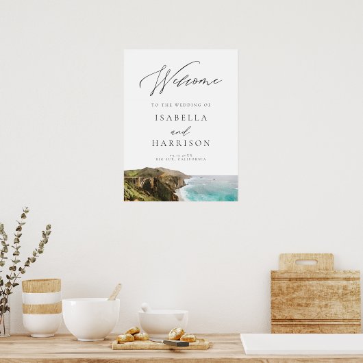 Waterverf Big Sur California Coast Welcome Sign Poster (Keuken)