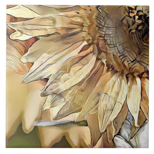 Waterverf Big Yellow Sunflower Elegant Collectie Tegeltje (Voorkant)