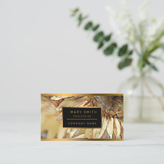 Waterverf Big Yellow Sunflower Elegant Collectie Visitekaartje (Staand voorkant)