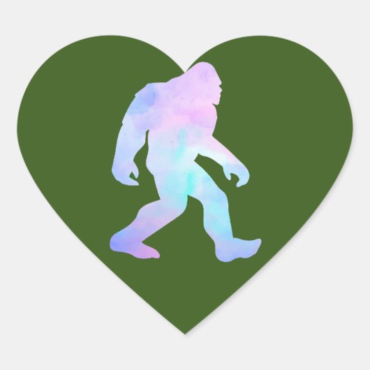Waterverf Bigfoot Hart Sticker (Voorkant)