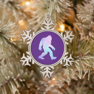 Waterverf Bigfoot Tin Sneeuwvlok Ornament