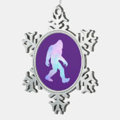 Waterverf Bigfoot Tin Sneeuwvlok Ornament (Rechts)