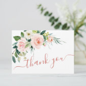 Waterverf Bigge roze bloemen bruiloft Bedankkaart (Staand voorkant)