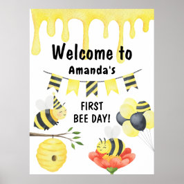 Waterverf Bij Dag Verjaardagsfeestje Welkom Poster