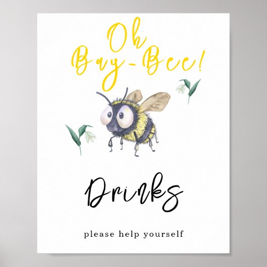 Waterverf bij - Drinken Poster (Voorkant)