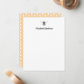 Waterverf bij & honingraat gepersonaliseerd notitiekaartje (Voorkant / Achterkant in situ)