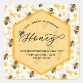 Waterverf Bij patroon Honing Pot Labels (Voorkant)