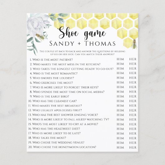 Waterverf bij - Schoenspel vrijgezellenfeest spel (Voorkant)