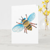 Waterverf Bij Wenskaart Kaart (Gele Bloem)