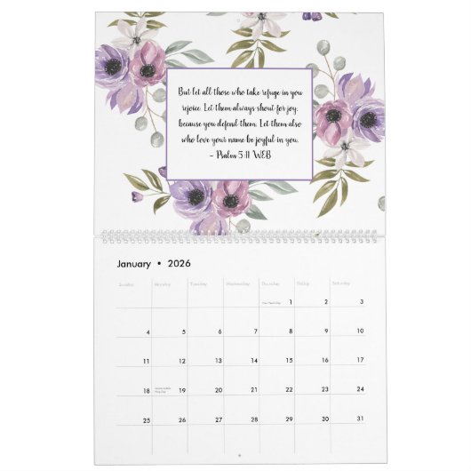 Waterverf Bijbelscripts - Maandelijks Kalender (Jan 2026)