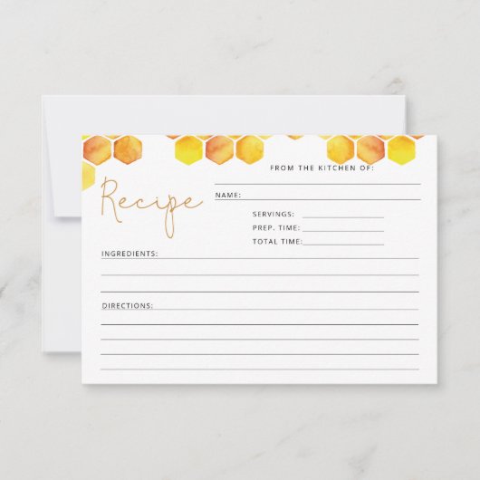 Waterverf bijen bruidsdouche receptkaart (Voorkant)