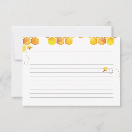 Waterverf bijen bruidsdouche receptkaart (Achterkant)