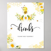 Waterverf bijen Drinken helpen uzelf Poster (Voorkant)