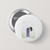 Waterverf bijen en lavendel ronde button 5,7 cm (Voorkant /achterkant)