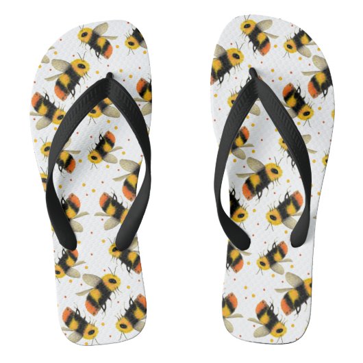 Waterverf bijen en pooldots Teenslippers (Voetbed)