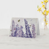 Waterverf bijen in lavendel kaart (Gele Bloem)