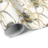 Waterverf Bijen Tuin Natuur Pattern Art Cadeaupapier (Rol Hoek)