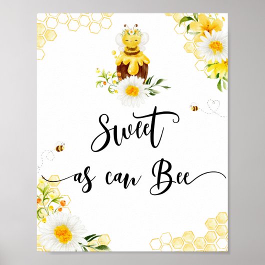 Waterverf Bijen zoet als dessert-tabel Poster (Voorkant)